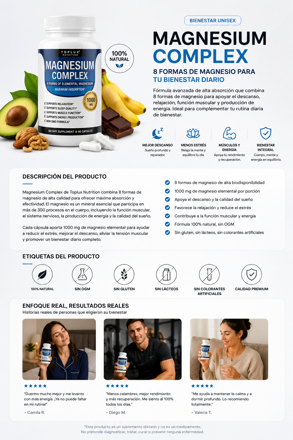 Magnesium Complex 1000 mg – 90 cápsulas | Bienestar unisex