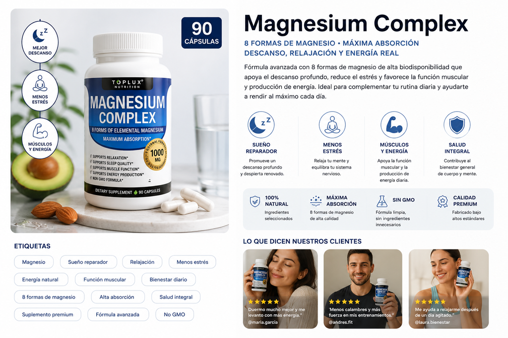 Magnesium Complex 1000 mg – 90 cápsulas | Bienestar unisex