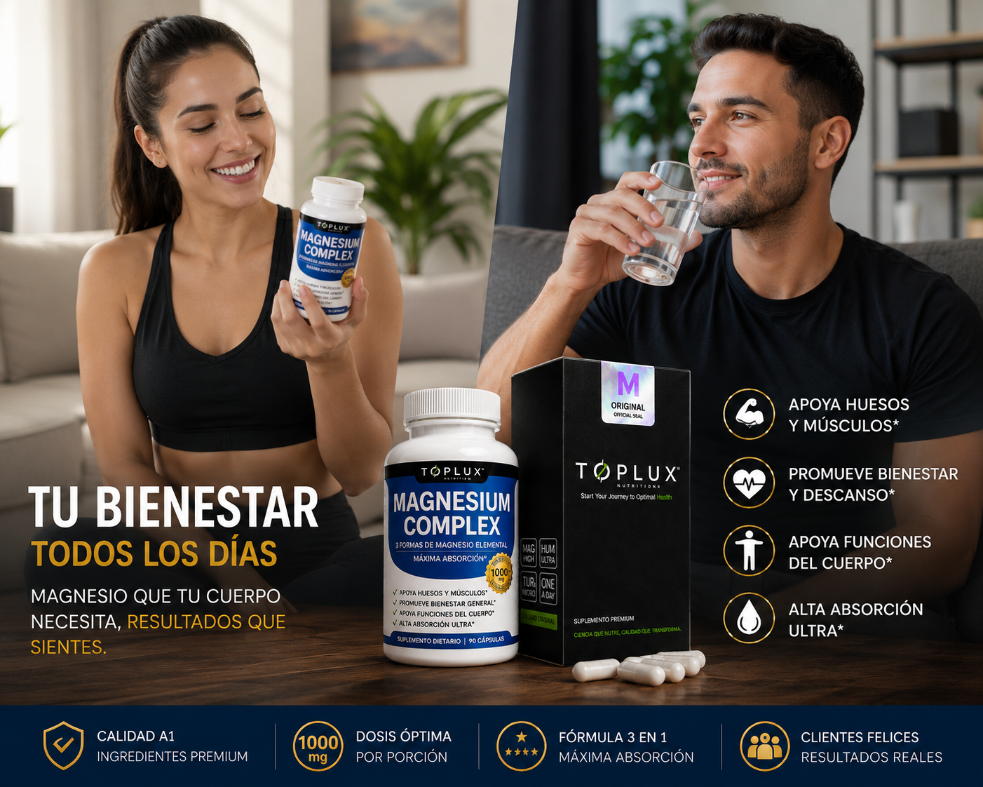 Magnesio Complex 90 Cápsulas – Suplemento Premium para Bienestar Diario
