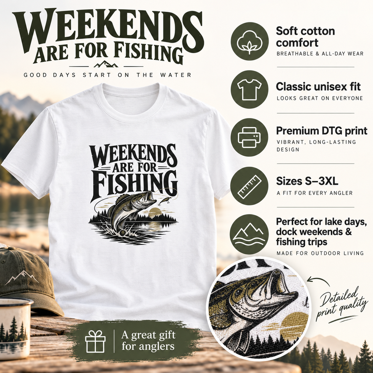 Weekends Are for Fishing – Classic Unisex Fishing T-Shirt