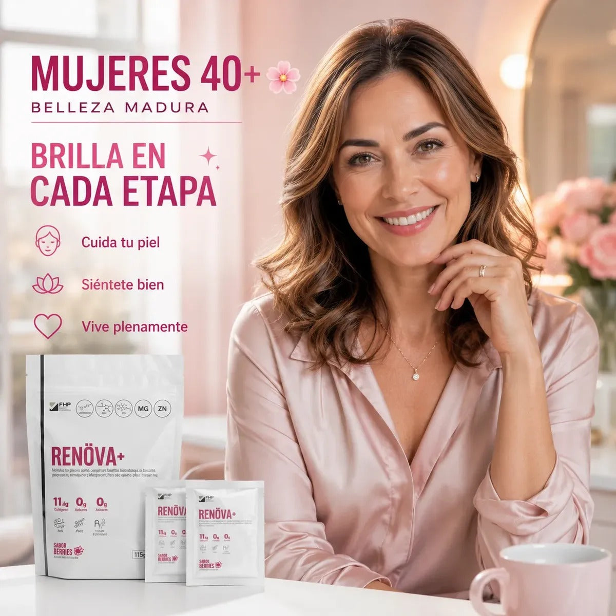 Renöva+ Colágeno hidrolizado con biopéptidos 21 sachets